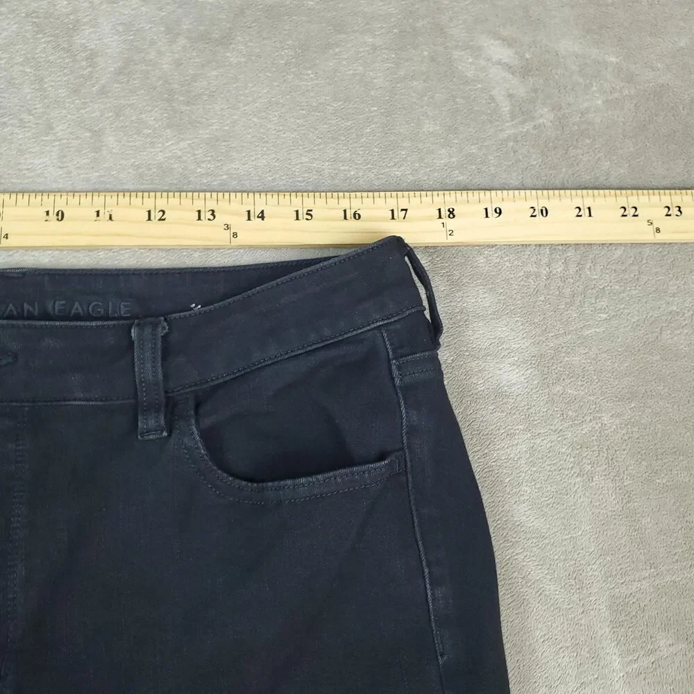 American Eagle Jeans Womens 16 Black High Rise The Dream Jean Skinny Stretch - Picture 7 of 14